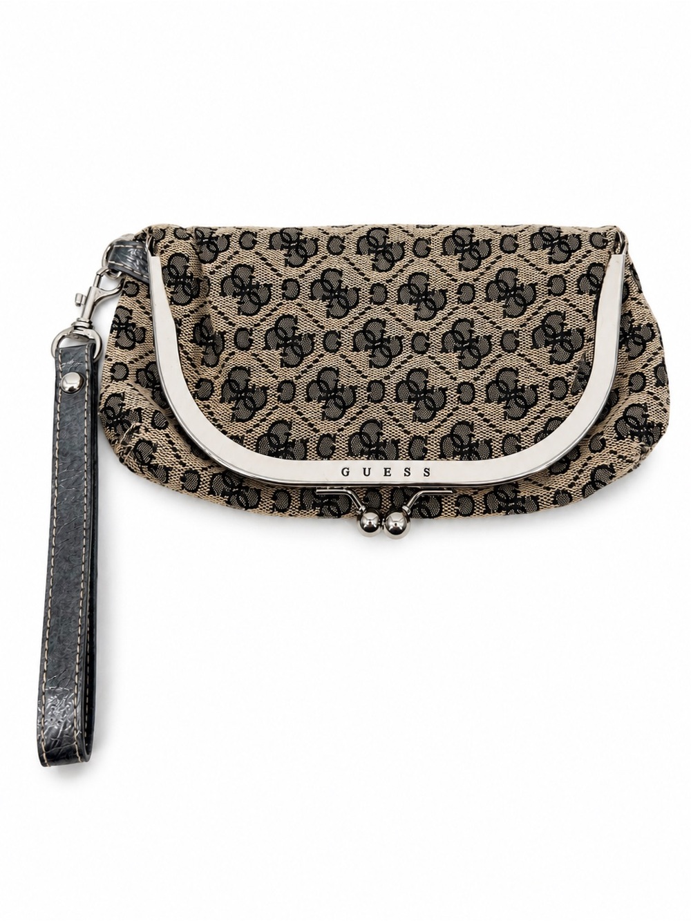 Guess Monogram Wallet Clutch Bag Foldover Kiss-Lock Y2k Style Evening